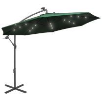  Zweefparasol met LED-verlichting en metalen paal 300 cm groen