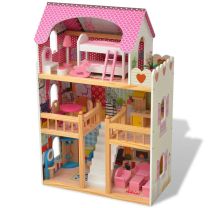  Poppenhuis 3 verdiepingen 60x30x90 cm hout