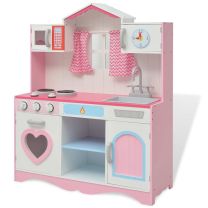  Speelgoedkeuken roze en wit 82x30x100 cm hout