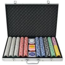 Pokerset met 1000 laser chips aluminium