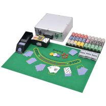  Poker/blackjack set met 600 chips aluminium