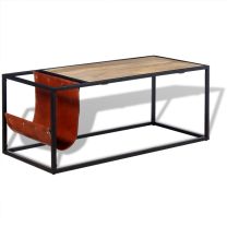  Salontafel met echt lederen tijdschriftenhouder 110x50x45 cm