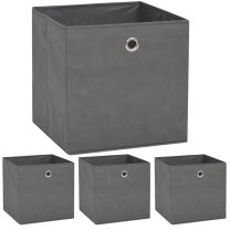  Opbergboxen 4 st 32x32x32 cm nonwoven stof grijs