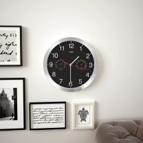  Wandklok met quartz-mechanisme hygrometer thermometer 30 cm zwart