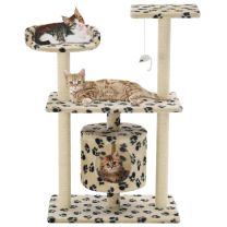  Kattenkrabpaal met sisal krabpalen 95 cm pootafdrukken beige