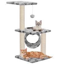 Kattenkrabpaal met sisal krabpalen 65 cm pootafdrukken grijs