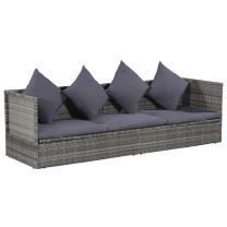  Loungebed 200x60x58 cm poly rattan grijs