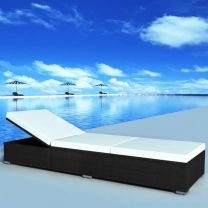  Ligbed 195x60x31 cm poly rattan zwart en wit