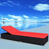  Ligbed 195x60x31 cm poly rattan zwart en rood