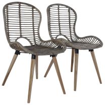  Eetkamerstoelen 2 st natuurlijk rattan bruin