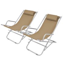  Ligstoelen verstelbaar 69x61x94 cm staal taupe 2 st