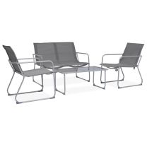  4-delige Loungeset stof en staal grijs