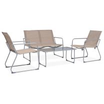  4-delige Loungeset stof en staal taupe