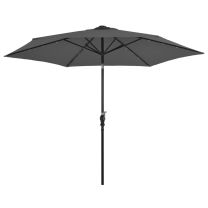  Tuinparasol met LED-verlichting en stalen paal 300 cm antraciet