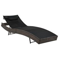  Ligbed met kussen poly rattan bruin