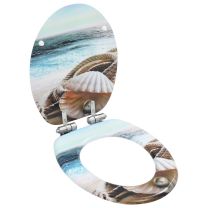  Toiletbril met soft-close deksel MDF schelpen print