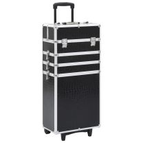  Make-up trolley aluminium zwart met krokodillenpatroon