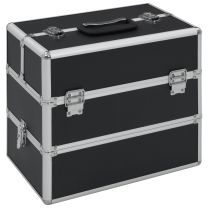  Make-up koffer 37x24x35 cm aluminium zwart