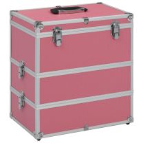  Make-up koffer 37x24x40 cm aluminium roze