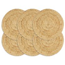  Placemats 6 st rond 38 cm jute natuurlijk