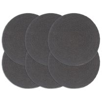  Placemats 6 st rond 38 cm katoen effen donkergrijs