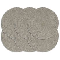  Placemats 6 st rond 38 cm katoen effen grijs