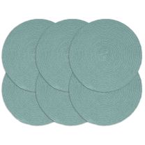  Placemats 6 st rond 38 cm katoen effen groen