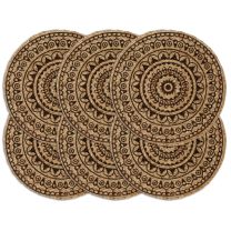 Placemats 6 st rond 38 cm jute donkerbruin