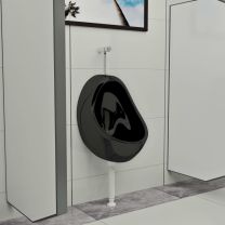  Wandurinoir met spoelklep keramiek zwart