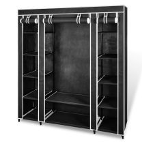  Kledingkast met vakken en stangen 45x150x176 cm stof zwart