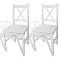  Eetkamerstoelen hout wit 2 st