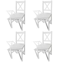  Eetkamerstoelen 4 st grenenhout wit