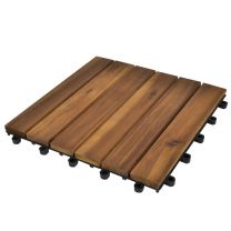 Terrastegels acaciahout 30 x 30 cm verticaal patroon (10 stuks)