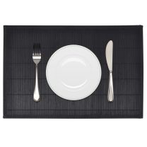 6 Placemats bamboe 30 x 45 cm zwart