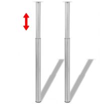 Tafelpoten telescopisch geborsteld nikkel  710 mm - 1100 mm 2 st