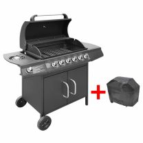  Gasbarbecue 6+1 kookzone zwart