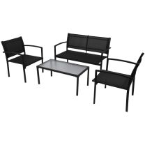  4-delige Loungeset textileen zwart