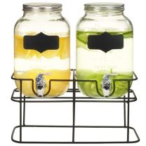  Drankdispensers 2 st met standaard 2 x 4 L glas