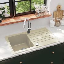  Gootsteen enkele bak graniet beige