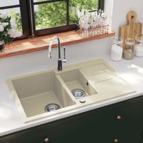  Gootsteen dubbele bakken graniet beige