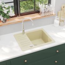  Gootsteen enkele bak graniet beige