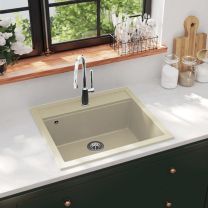  Gootsteen enkele bak graniet beige