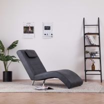  Chaise longue met kussen kunstsude grijs