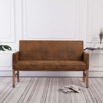  Bankje met armleuning 140 cm kunstsude bruin