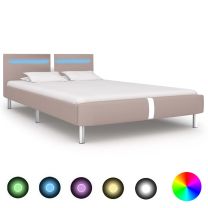  Bedframe met LED kunstleer cappuccino 120x200 cm