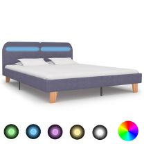  Bedframe met LED stof lichtgrijs 160x200 cm