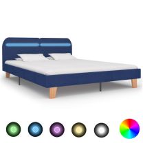 Bedframe met LED stof blauw 160x200 cm