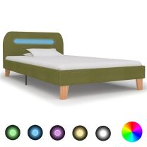  Bedframe met LED stof groen 90x200 cm