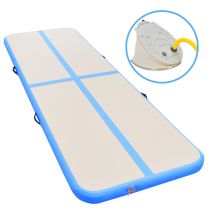  Gymnastiekmat met pomp opblaasbaar 400x100x10 cm PVC blauw