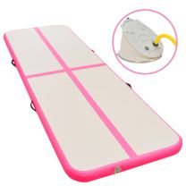  Gymnastiekmat met pomp opblaasbaar 500x100x10 cm PVC roze